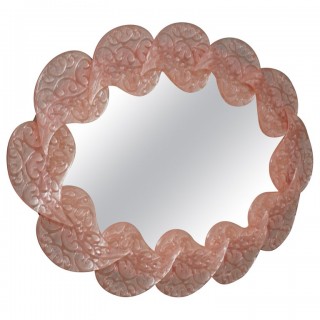SP 58 Specchio ovale in vetro artistico rosa di Murano e ottone