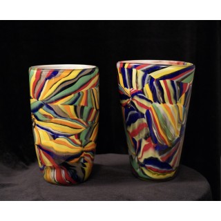 V 11 Vaso rotondo multicolore italiano "Murrine" di Murano, 1980