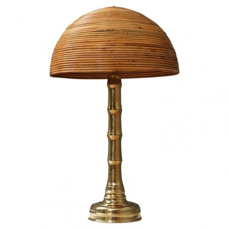 LT 144 Lampada da tavolo in ottone e bambù, 1990