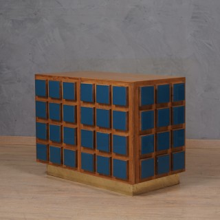 CR 199 Credenza in legno di quercia e vetro blu, 1990