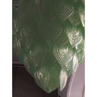 L 75 Lampadario con foglie di Murano color verde