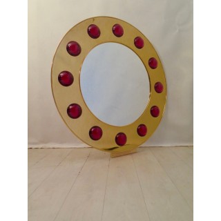 SP 30  Specchio di forma rotonda rivestito in ottone