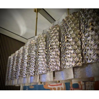 L 76  Lampadario di forma rettangolare in vetro di murano