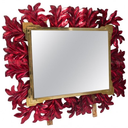 SP 29  Specchio color rosso in vetro di murano