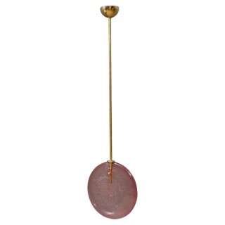 L 98 Lanterna Moderna Rotonda in Vetro Rosa e Ottone di Murano, 2020