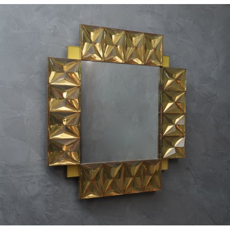 SP 50 Specchio da parete moderno italiano in vetro artistico giallo di Murano, 2020