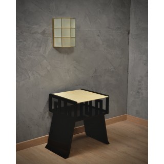 T 110 Tavolini quadrati MidCentury laccati neri e pergamena, 1950