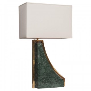 LT 136 Lampada da tavolo italiana in marmo verde india e ottone