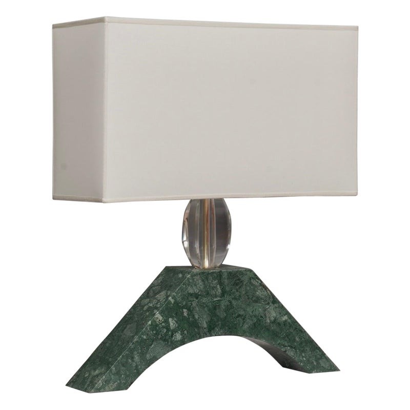 LT 137 Lampada da tavolo in marmo verde india e vetro di Murano LT 137 Lampada da tavolo in marmo verde india e vetro di Murano